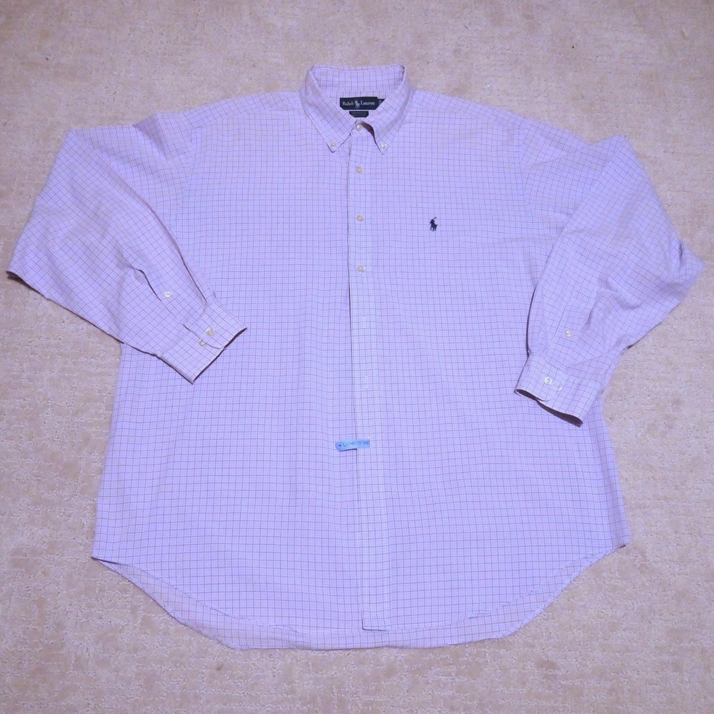 Vintage Ralph Lauren POLO Yarmouth Men 17.5 Purple  Cotton Button Down Shirt